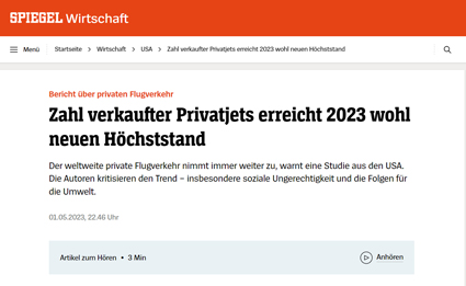 Bericht Spiegel über privaten Flugverkehr: Zahl verkaufter Privatjets erreicht 2023 wohl neuen Höchststand