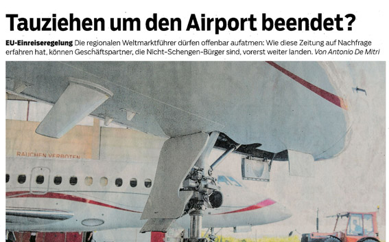 Bericht Haller Tagblatt vom 2. September 2024: Tauziehen am Airport beendet?