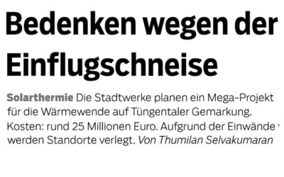 Bericht Haller Tagblatt vom 10. April 2026: Bedenken wegen Einflugschneise