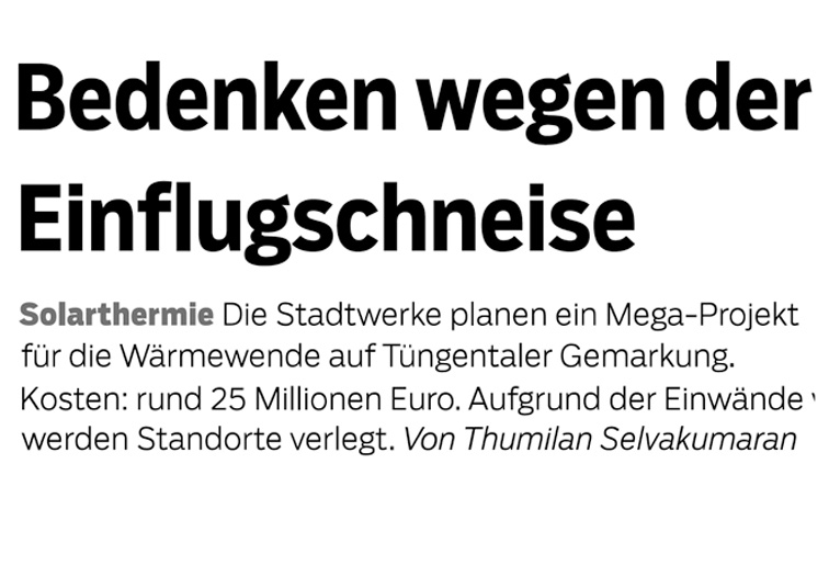Bericht Haller Tagblatt vom 10. April 2026: Bedenken wegen Einflugschneise