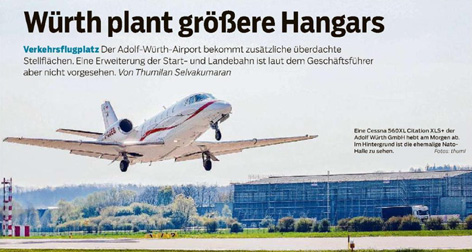 Bericht vom Haller Tagblatt vom 28. Mai 2026: Würth plant größere Hangars